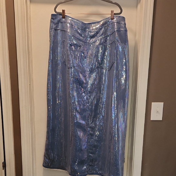 Anthropologie Brand Pilcro Sequins Blue Jean Maxi Skirt - Picture 6 of 9